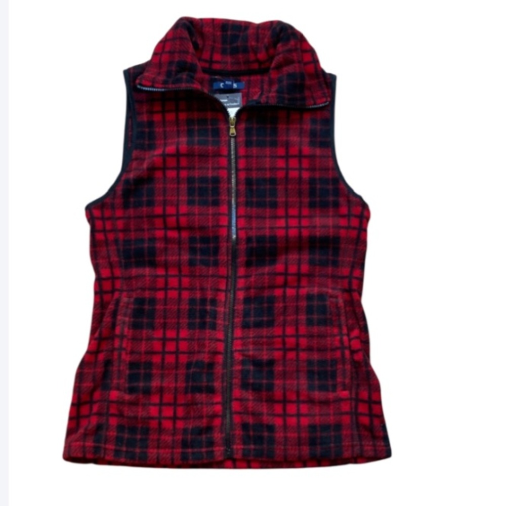 Chaps vest fleece checkered plaid print zip front vest with pockets S - Picture 17 of 17